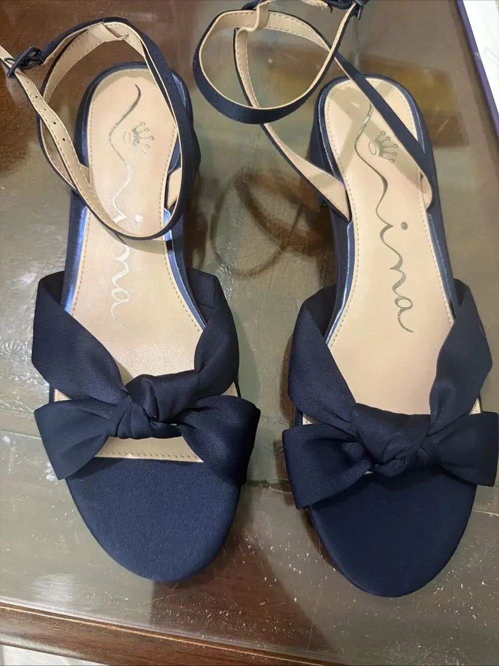 NINA SULMA ANKLE STRAP SANDAL IN BLUE SIZE 7.5 (SRC)